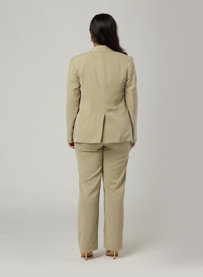 Sage Pleated Two-piece Suit Set with pants