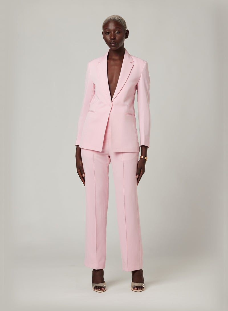 Pink Fitted Two-piece Suit Set with pants