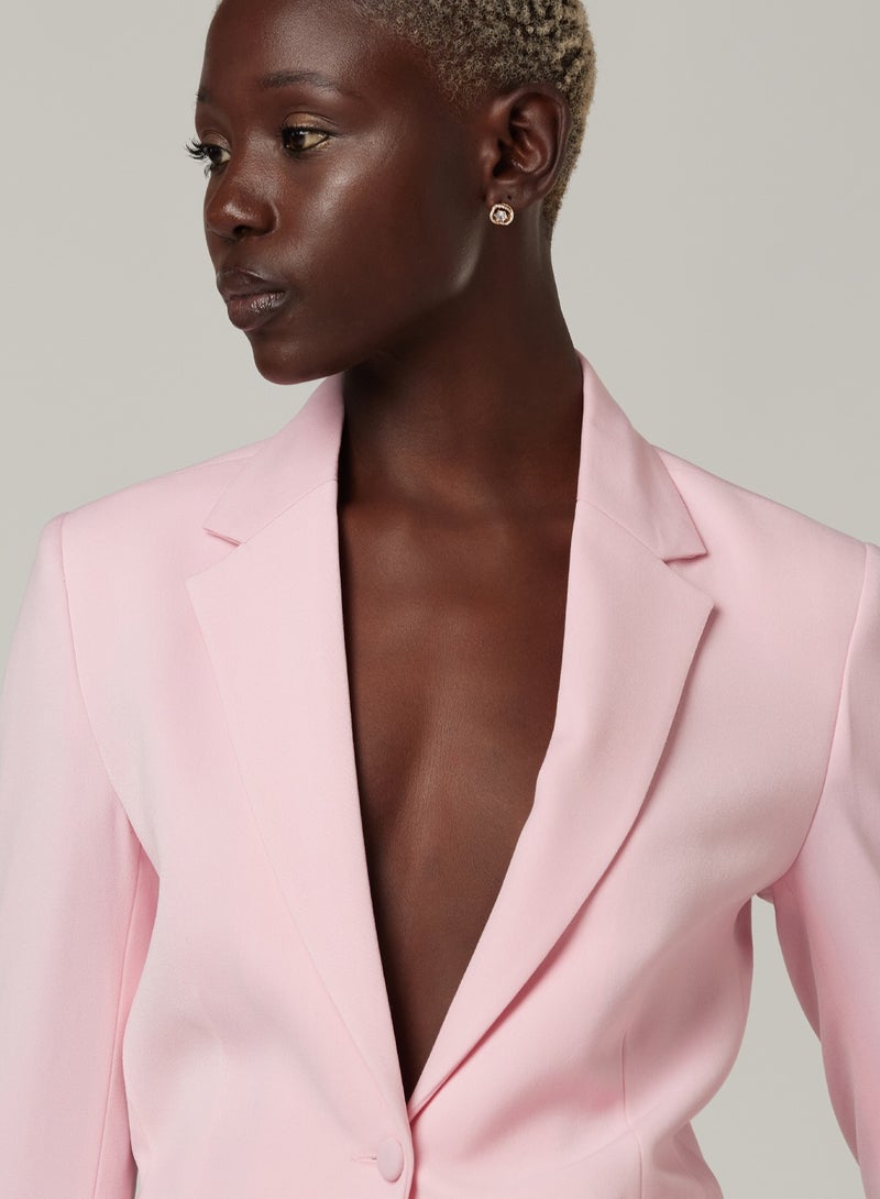 Pink Fitted Two-piece Suit Set with pants