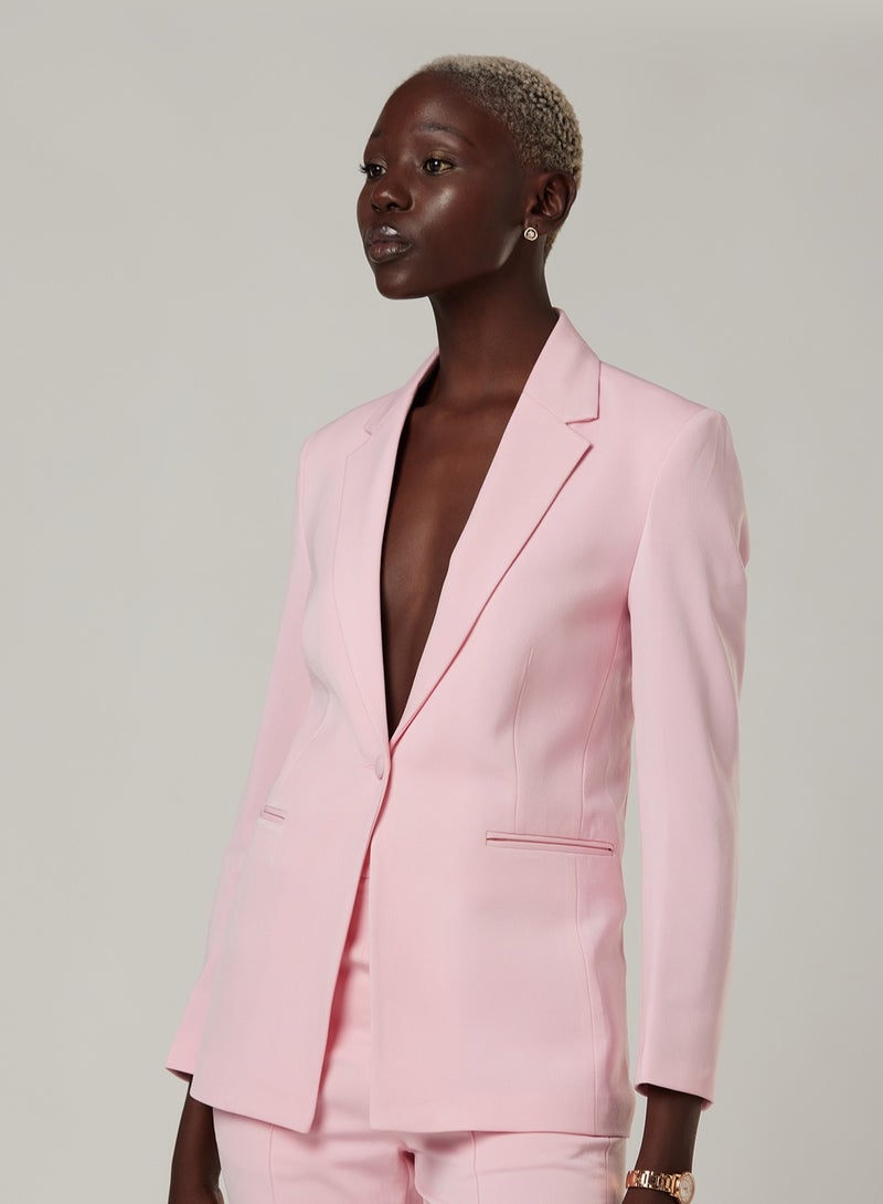 Pink Fitted Two-piece Suit Set with pants