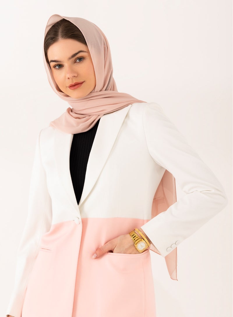 La Vie en Rose Dual-Tone Pink and White Two Piece Suit Set With pants