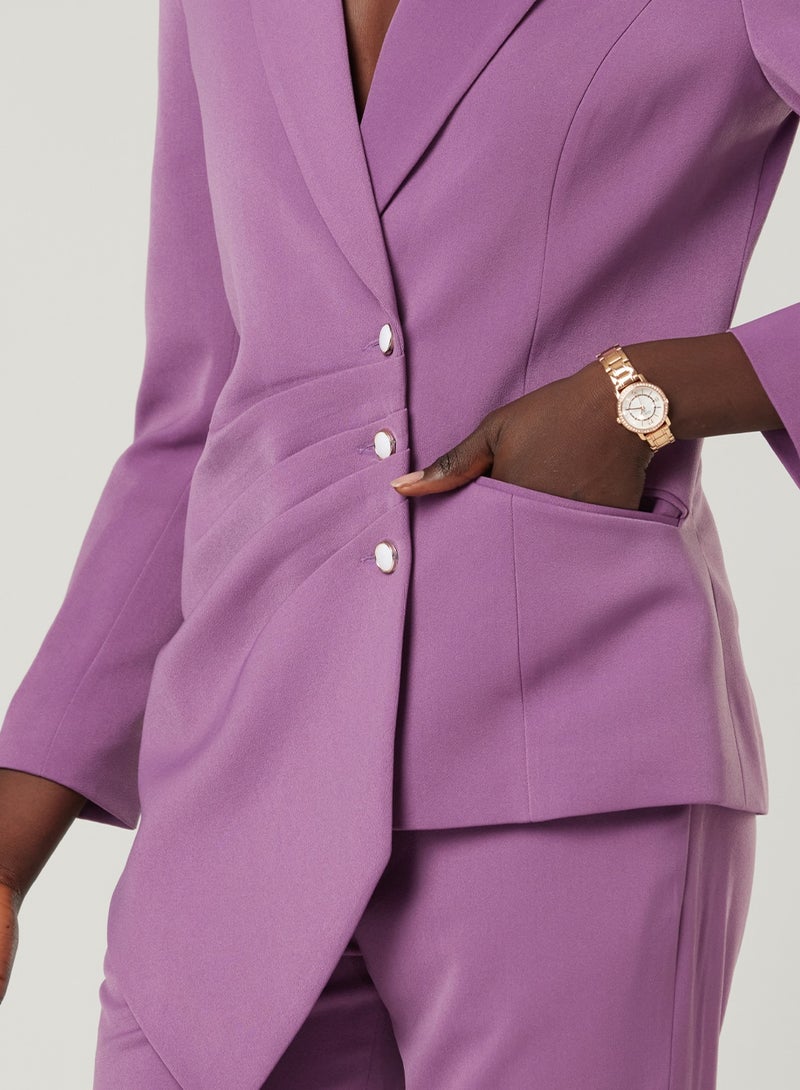 Lilac Pleated Two-piece Suit set with pants