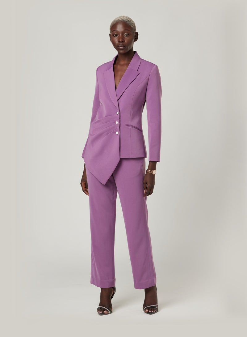 Lilac Pleated Two-piece Suit set with pants