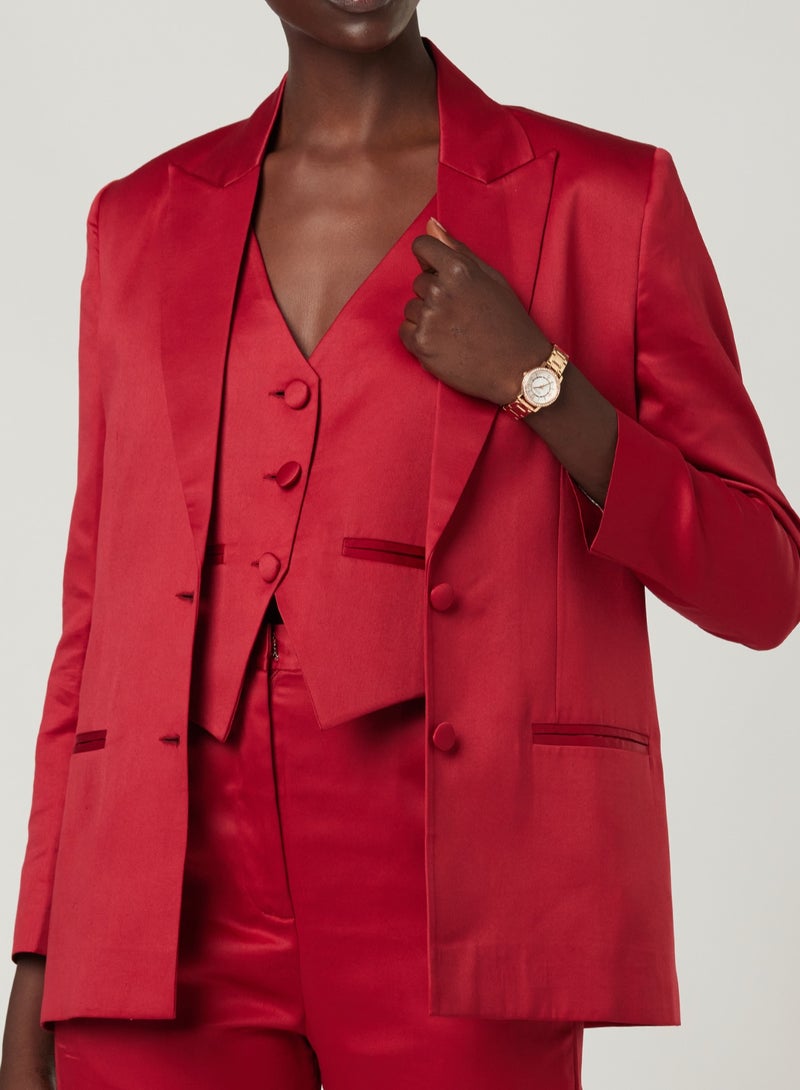 Red Three Piece Suit set with Vest and pants