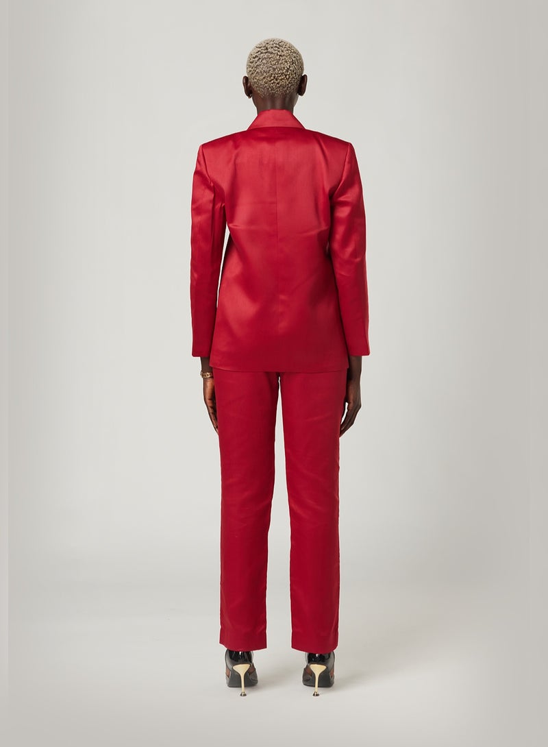 Red Three Piece Suit set with Vest and pants