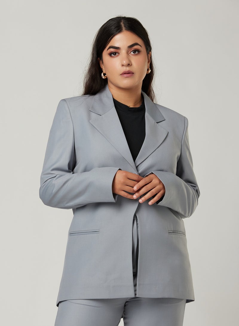 Grey Back Dart Two-piece Suit Set with pants