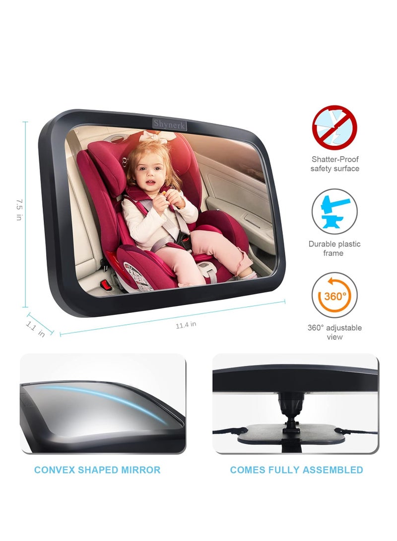 Shynerk Baby Car Mirror, Safety Car Seat Mirror for Rear Facing Infant with Wide Crystal Clear View, Shatterproof, Fully Assembled, Crash Tested and Certified