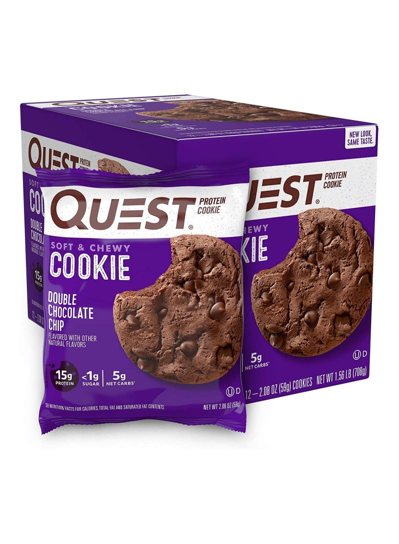 Quest Cookies Double Chocolate Chip 59g Pack of 12