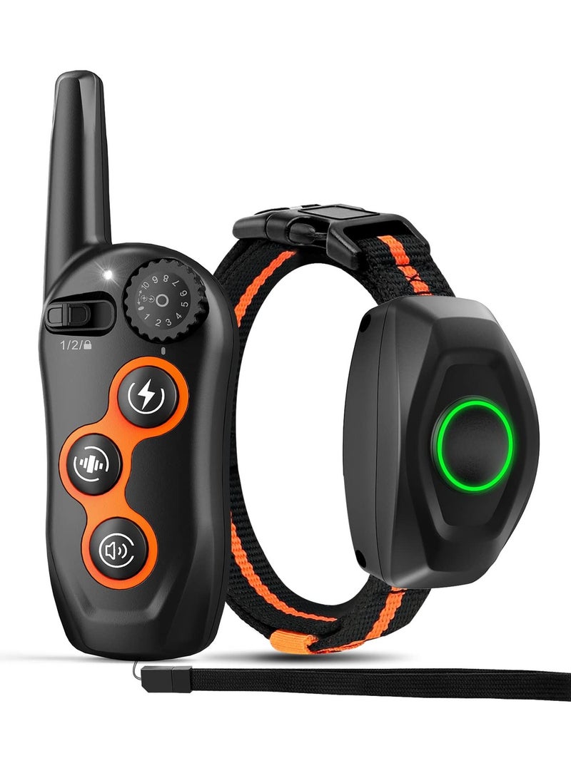 Dog Shock Collar with Remote, 100% Waterproof Dog Shock Collar with Remote Range 1300ft, 3 Training Modes, Beep, Shock, Vibration, Rechargeable Electric Shock Collar for  Large,Medium,Small Dogs