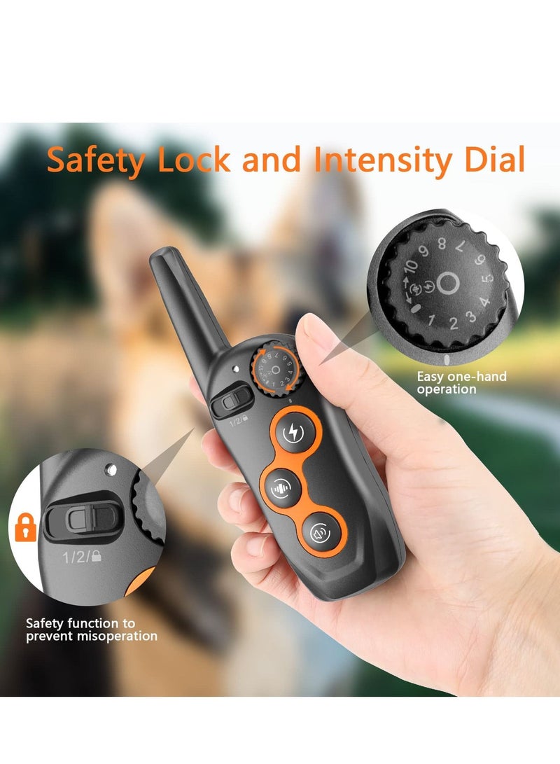 Dog Shock Collar with Remote, 100% Waterproof Dog Shock Collar with Remote Range 1300ft, 3 Training Modes, Beep, Shock, Vibration, Rechargeable Electric Shock Collar for  Large,Medium,Small Dogs