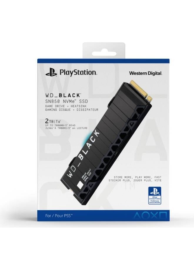 WD_BLACK SN850 + HEATSINK FOR PS5 WRSN 2TB Solid State Drive, M.2 2280 Internal, Gen4 PCIe, Up to 7,000, WDBBKW0020BBK-WRSN 2 TB