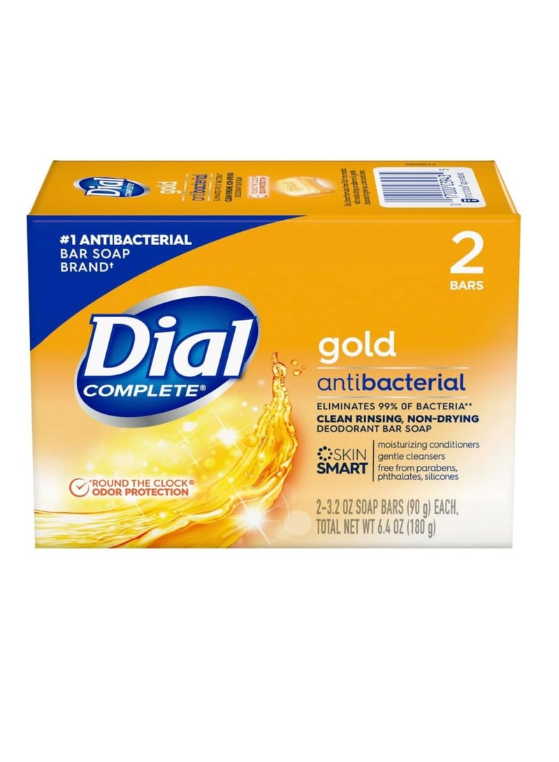 Dial Gold Antibacterial Deodorant Soap, 2 Pack, Total Net Wt 6.4 oz