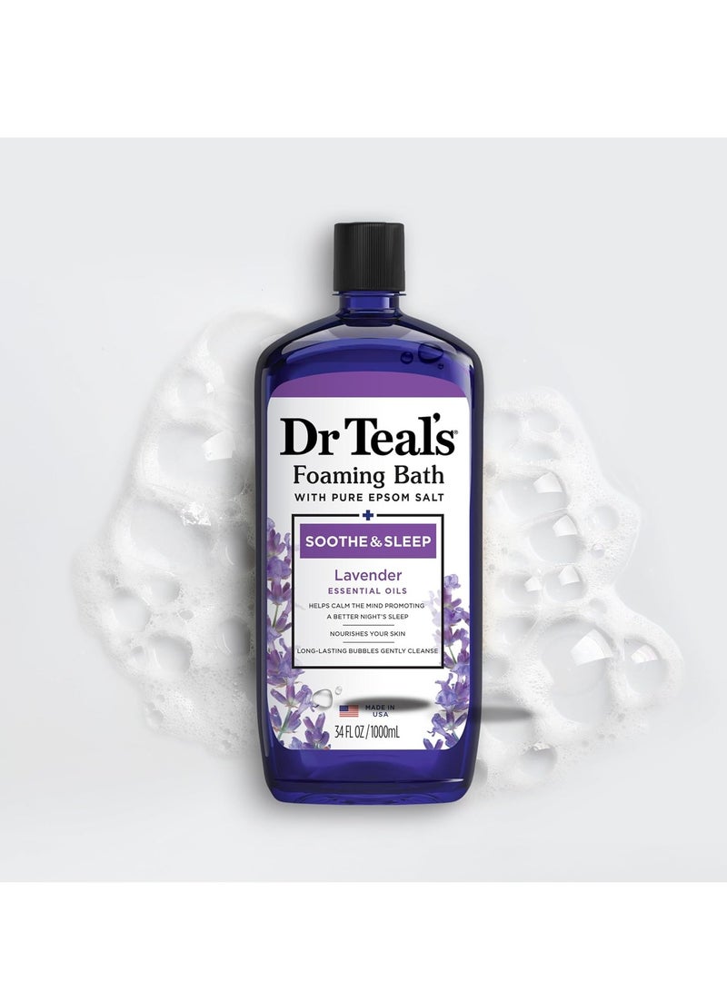 Dr Teal's Foaming Bath with Pure Epsom Salt, Soothe & Sleep with Lavender, 34 fl oz (Pack of 2)