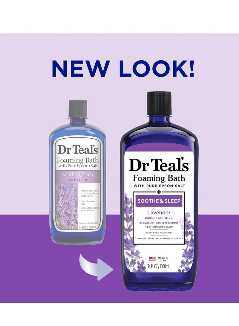 Dr Teal's Foaming Bath with Pure Epsom Salt, Soothe & Sleep with Lavender, 34 fl oz (Pack of 2)