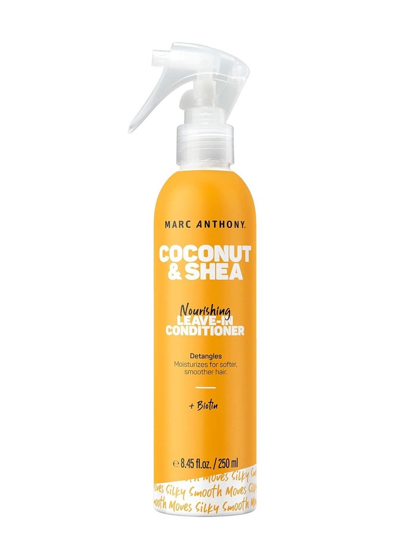 Marc Anthony Leave-In Conditioner Spray, Coconut Oil & Shea Butter - Anti-Frizz Biotin Detangling Spray to Moisturize for Softer Smoother Hair - Color Safe & Sulfate Free Styling Product