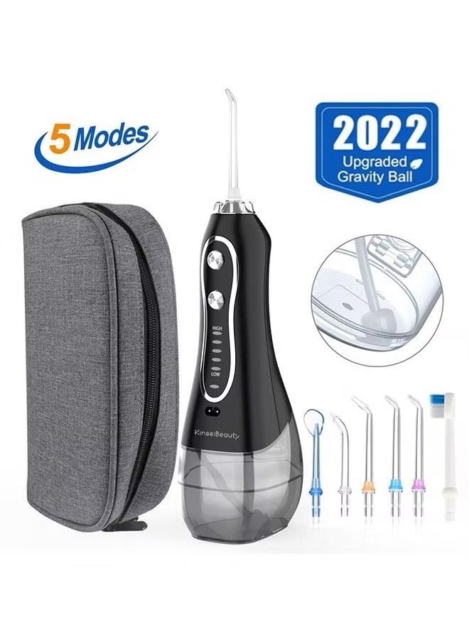 Water Dental Flosser for Teeth Cleaning, Dental Oral Irrigator with 5 Modes, 5 Jet Nozzles, 1 Toothbrush Head, IPX7 Waterproof, 300ML Water Tank