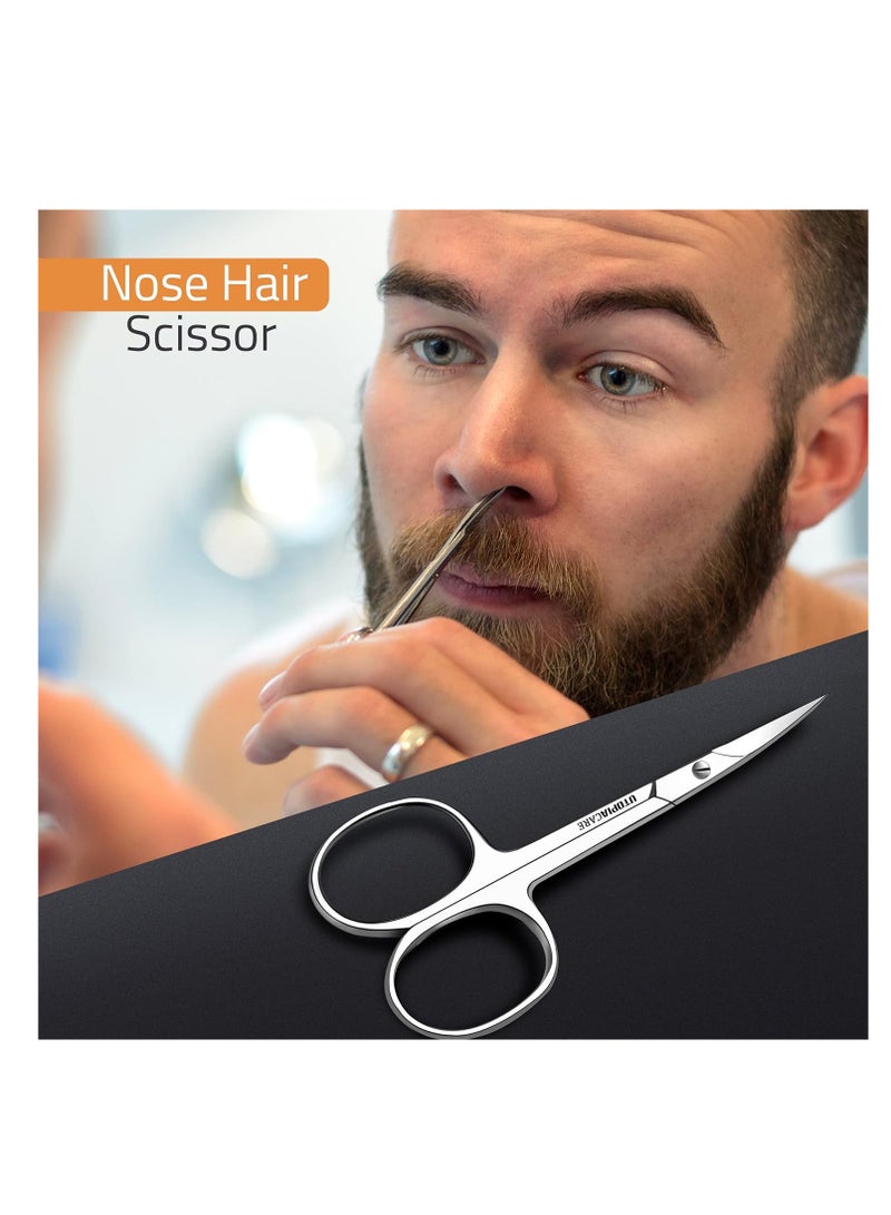 Utopia Care Eyebrow Scissors, Small Scissors for Men and Women - Curved and Rounded Nose Hair Scissors for Grooming Mustache, Beard, Eyelashes, Ear Hair Trimming- Professional Stainless Steel - Silver