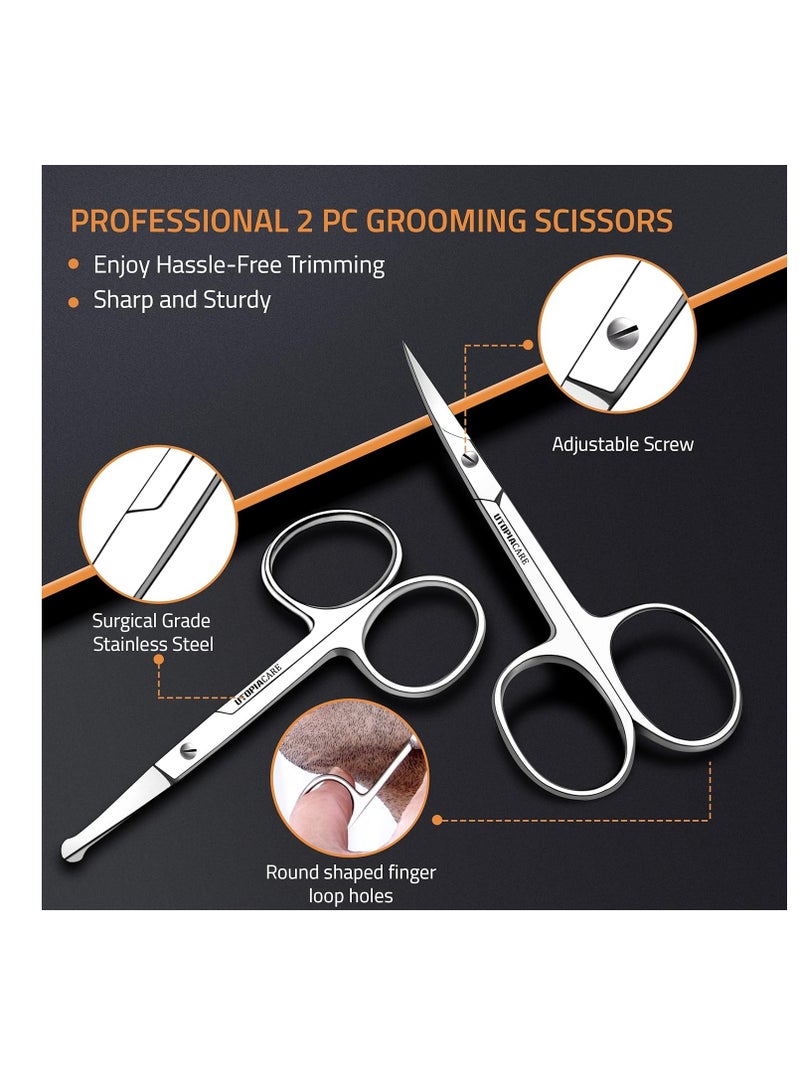 Utopia Care Eyebrow Scissors, Small Scissors for Men and Women - Curved and Rounded Nose Hair Scissors for Grooming Mustache, Beard, Eyelashes, Ear Hair Trimming- Professional Stainless Steel - Silver