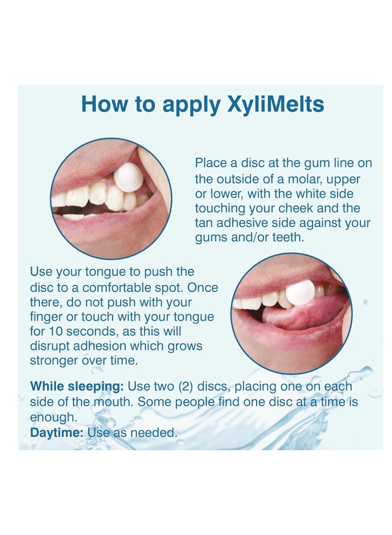 OraCoat XyliMelts Dry Mouth Relief Oral Adhering Discs, Slightly Sweet with Xylitol, for Dry Mouth, Stimulates Saliva, Non-Acidic, Day and Night Use, Time Release for up to 8 Hours, 100 Count