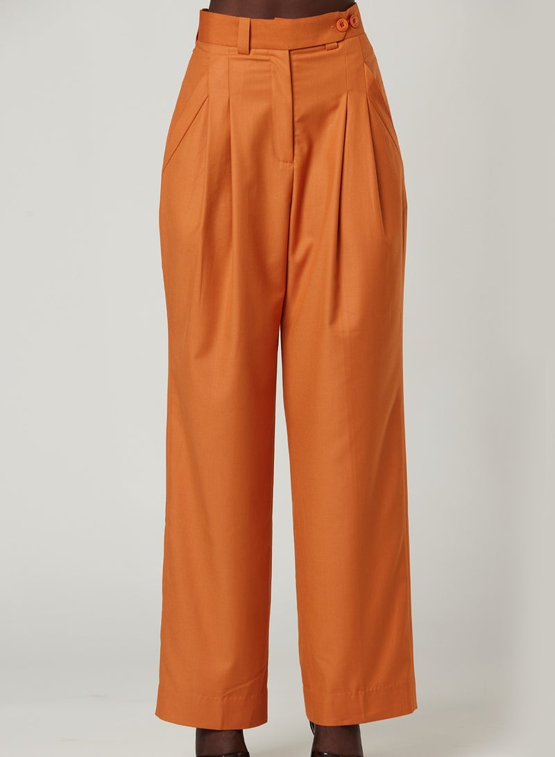 Back cut Over-sized Orange Two-piece Suit Set with pants