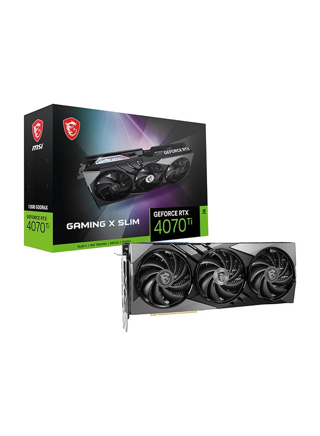 GeForce RTX 4070 Ti Gaming X Slim Graphics Card, 12GB GDDR6X 192-Bit Memory, 2730 MHz Boost Clock, 7680 CUDA, 21Gbps Memory Speed, PCI E Gen 4, HDMI 2.1a/ DP v1.4a Black