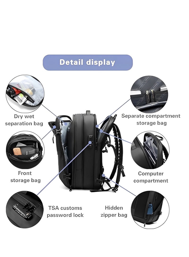 Skycare 60L Business Travel Waterproof Backpack, Multi-functional Large Capacity Expandable Computer Bag for Handheld or Shoulder Carry