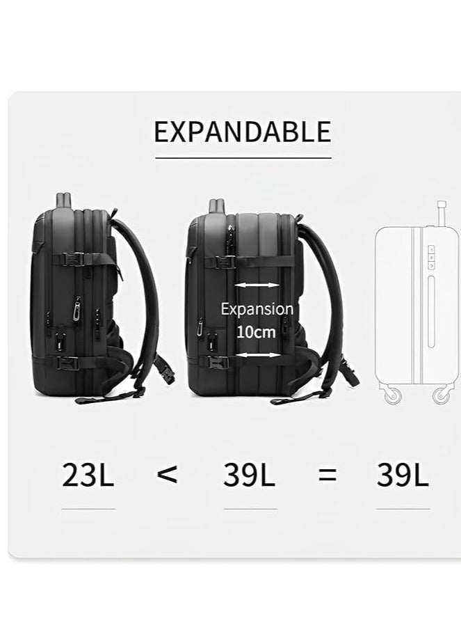 Skycare 39L Business Travel Waterproof Backpack, Multi-functional Large Capacity Expandable Computer Bag for Handheld or Shoulder Carry