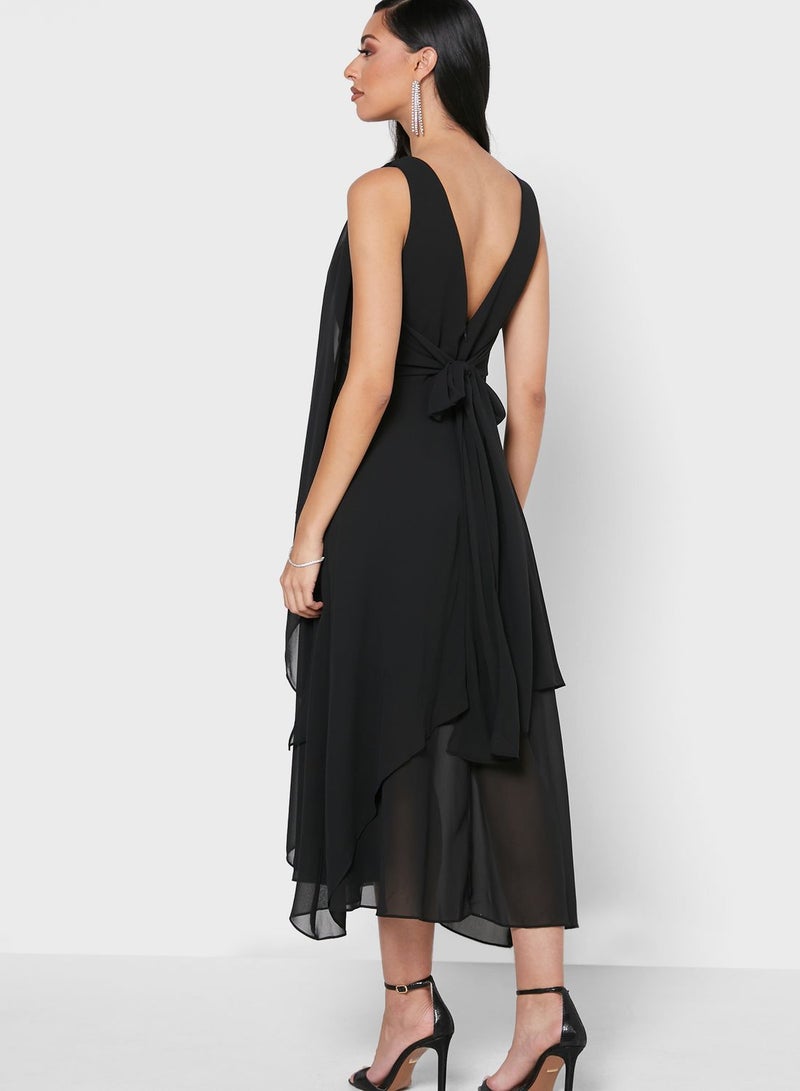 Ruffle Layered Dress Black