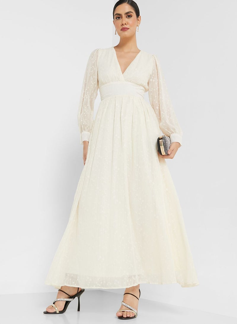 Self Textured Flared Dress