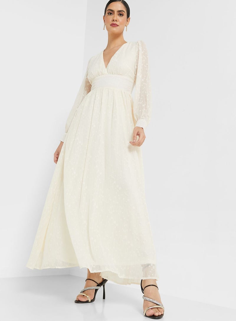 Self Textured Flared Dress