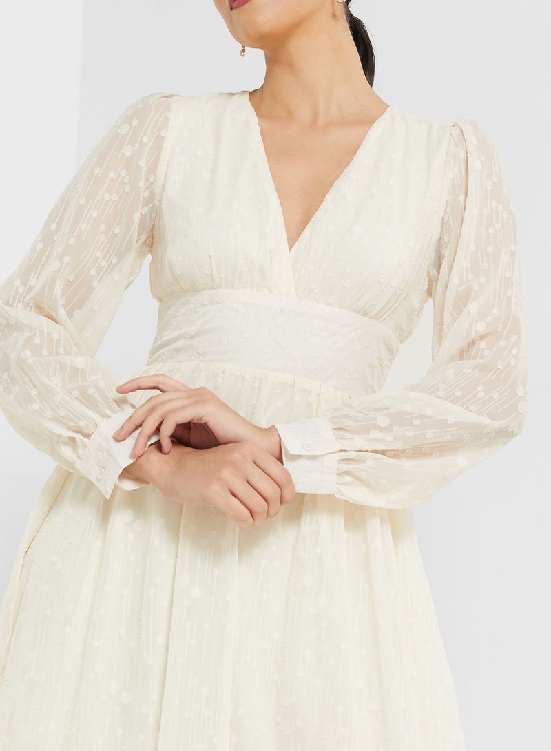 Self Textured Flared Dress