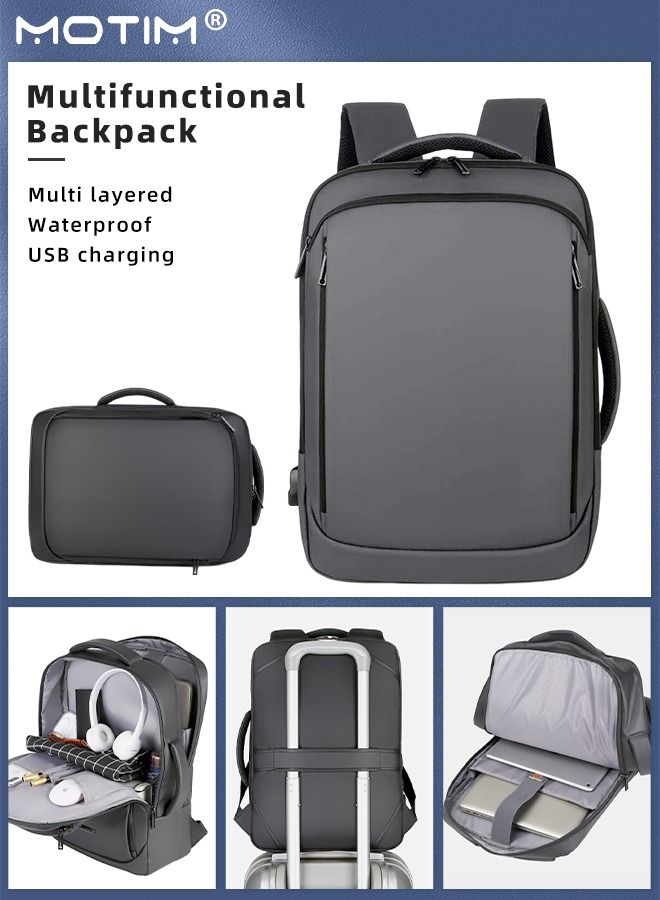 Travel Laptop Backpack, Durable Business Laptop Backpack with USB Charging Port, Waterproof Computer BagFits 15.6 Inch Laptop with Independent Computer Compartment, Large Capacity