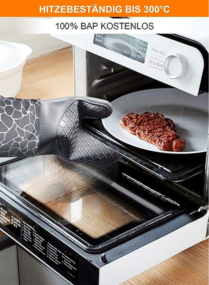 Set of Silicone Oven Mitts and Pot Holders - Heat Resistant Kitchen Gloves and Hot Pads for Baking, Cooking and Grilling