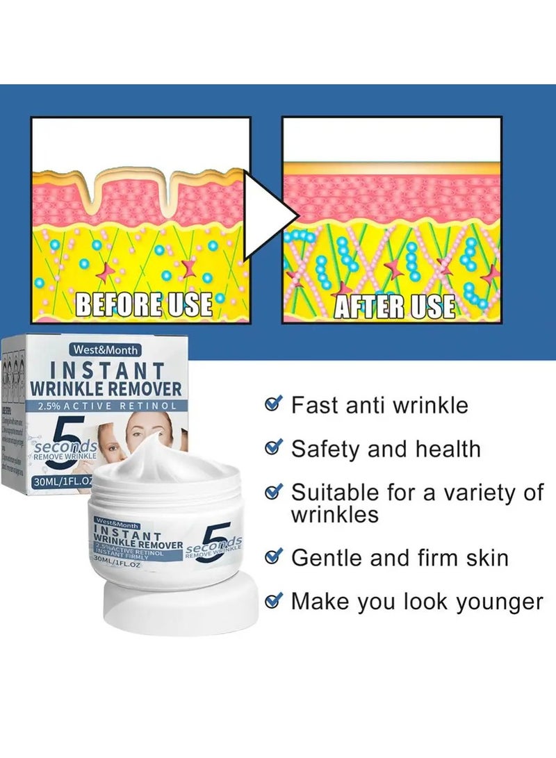 Anti Aging Face Cream, 5 Seconds Instant Retinol Wrinkle Removal Cream, Skin Firming Lifting Moisturizing Facial Cream, Face Skin Care Lotion For Whitening, Brightening And Repairing Skin