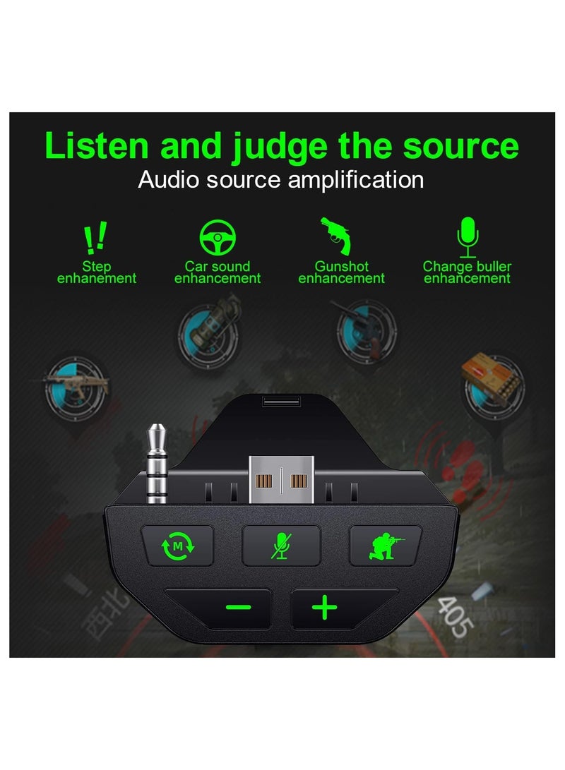 XICEN Stereo Headset Adapter for Xbox,Audio Mic Headphone Adapter for Xbox One/One S/X/Elite 1/ 2/ Series S/X,Adapter Adjust Audio Balance