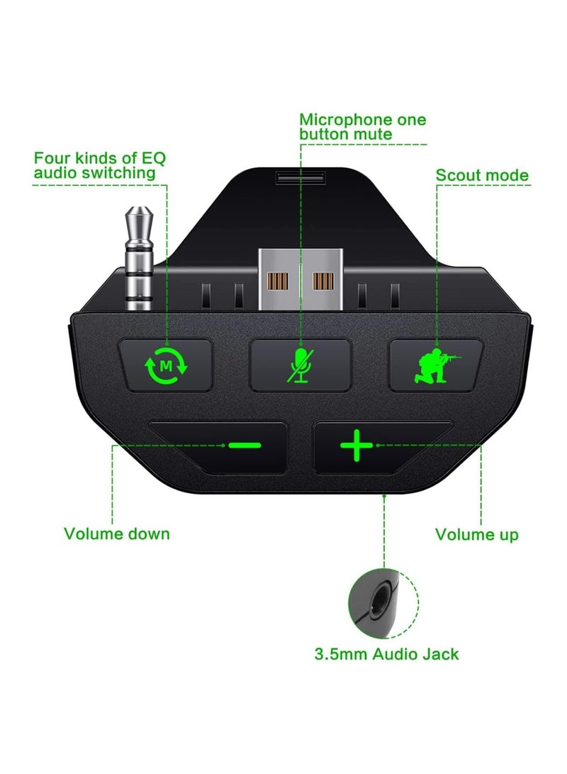 XICEN Stereo Headset Adapter for Xbox,Audio Mic Headphone Adapter for Xbox One/One S/X/Elite 1/ 2/ Series S/X,Adapter Adjust Audio Balance