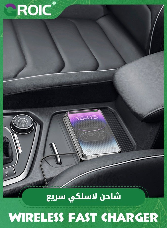 Wireless Charger, Wireless car Charger Charging pad 15w Non Slip Fast Charger for car Wireless Phone Charger for Android for iPhone 11/12/13/14/15 Pro Max Xs, Samsung Galaxy S20, S10+ Note 9，LG