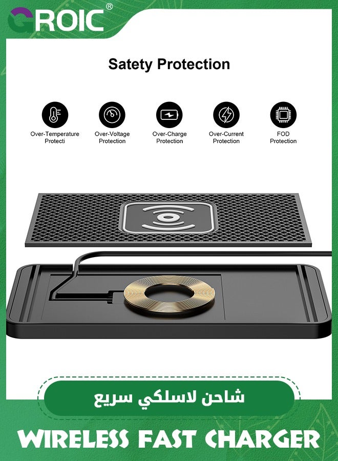 Wireless Charger, Wireless car Charger Charging pad 15w Non Slip Fast Charger for car Wireless Phone Charger for Android for iPhone 11/12/13/14/15 Pro Max Xs, Samsung Galaxy S20, S10+ Note 9，LG