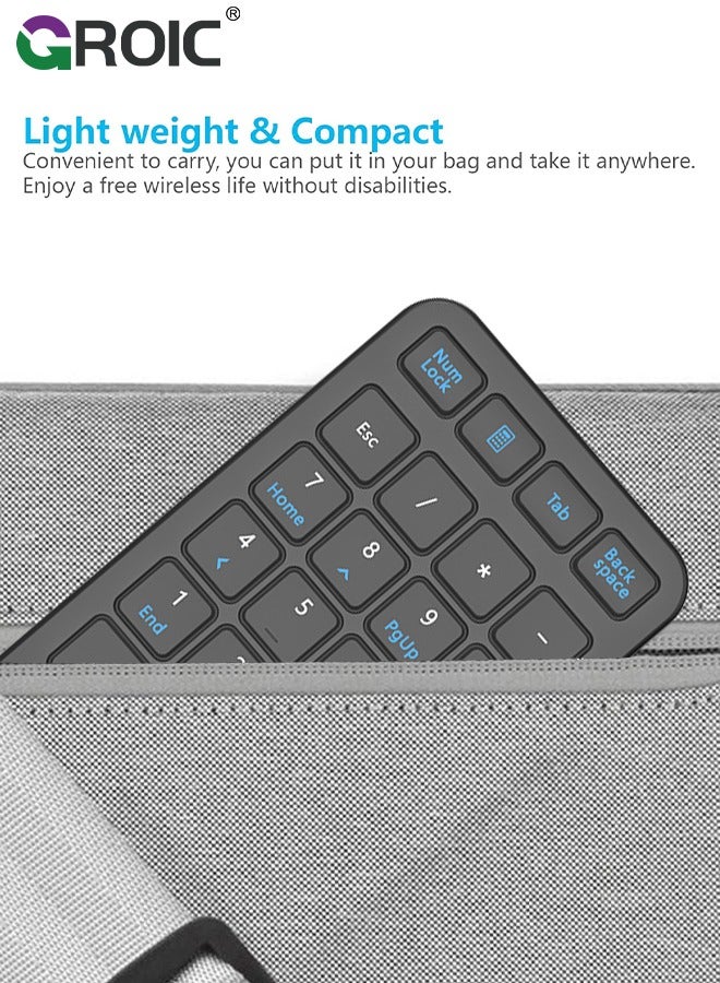 Wireless Number Pad, 22 Keys Wireless Numeric Keypad, Portable Slim Number Keyboard Numpad Financial Accounting Extensions 10 Key for Laptop, Computer, MacBook Notebook etc