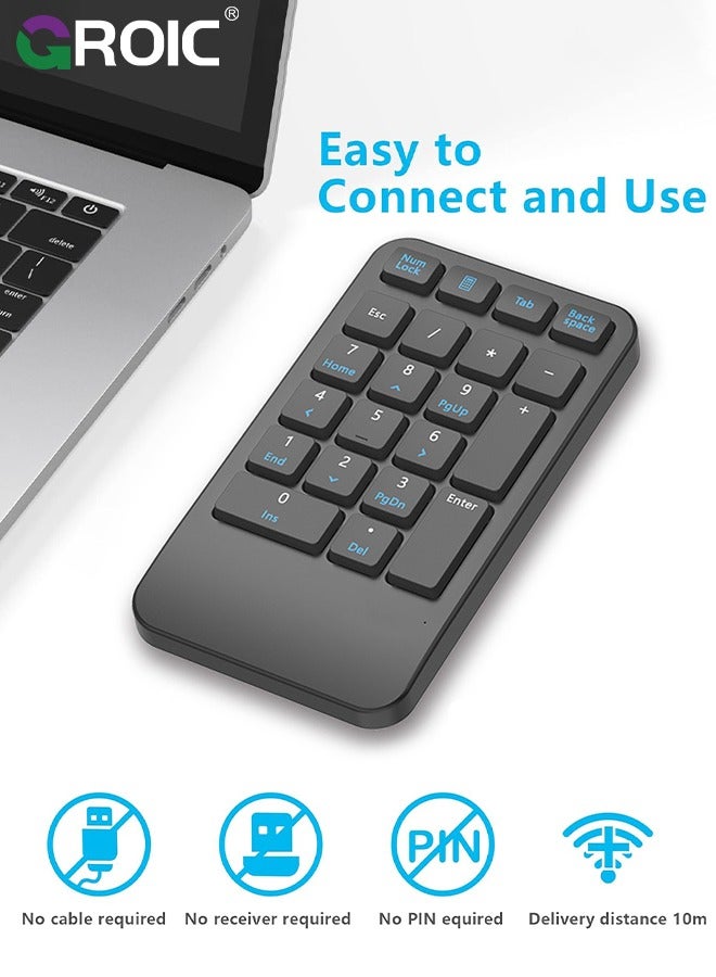 Wireless Number Pad, 22 Keys Wireless Numeric Keypad, Portable Slim Number Keyboard Numpad Financial Accounting Extensions 10 Key for Laptop, Computer, MacBook Notebook etc