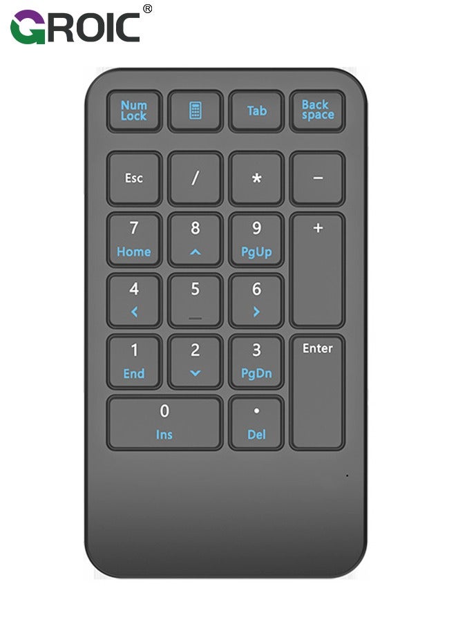 Wireless Number Pad, 22 Keys Wireless Numeric Keypad, Portable Slim Number Keyboard Numpad Financial Accounting Extensions 10 Key for Laptop, Computer, MacBook Notebook etc