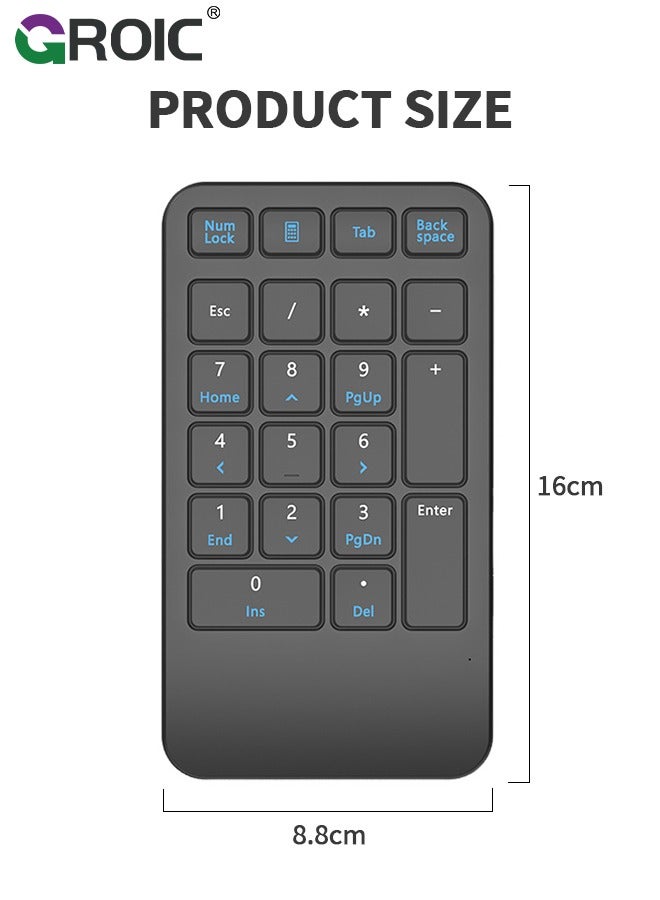 Wireless Number Pad, 22 Keys Wireless Numeric Keypad, Portable Slim Number Keyboard Numpad Financial Accounting Extensions 10 Key for Laptop, Computer, MacBook Notebook etc