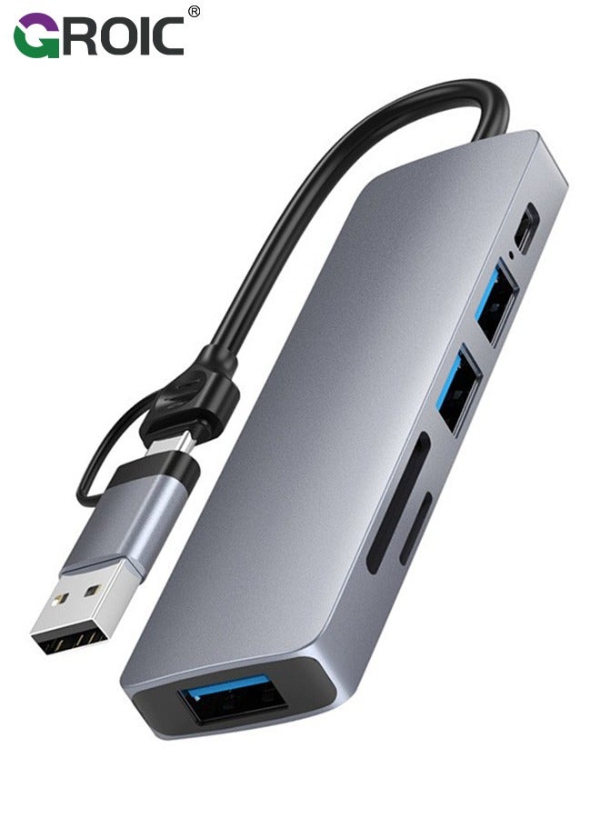 USB C Hub HDMI Adapter for MacBook Air Pro, 5 in 1 4K Dongle Multiport Converter with 15cm Cable, USB 3.0 5Gbps Data Transfer, 55W PD, SD/TF Card Slot, Digital AV Connector for Mac M1 M2 PC Laptop
