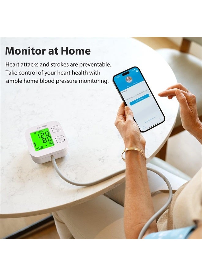 Track Smart Upper Arm Blood Pressure Monitor with Wide Range Cuff Standard To Large Adult Arms, Bluetooth Compatible for iOS & Android Devices