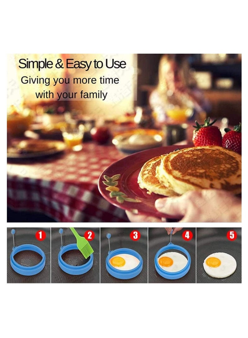 Egg Ring Fried Egg Mold Egg Separator Reusable Cooking Rings Silicone Non-Stick Egg Shaper Ring with Egg and Pancake Non Stick Cooking Tool, Kitchen Cooking Tools 4 Pcs