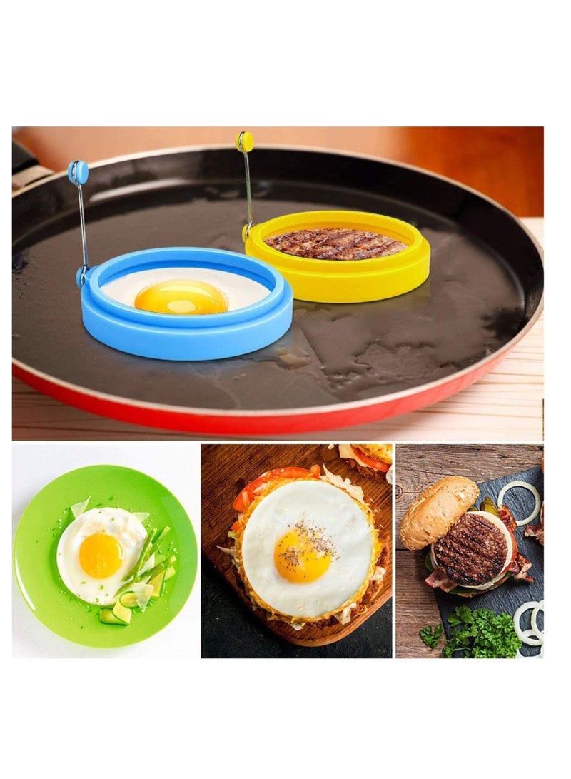 Egg Ring Fried Egg Mold Egg Separator Reusable Cooking Rings Silicone Non-Stick Egg Shaper Ring with Egg and Pancake Non Stick Cooking Tool, Kitchen Cooking Tools 4 Pcs