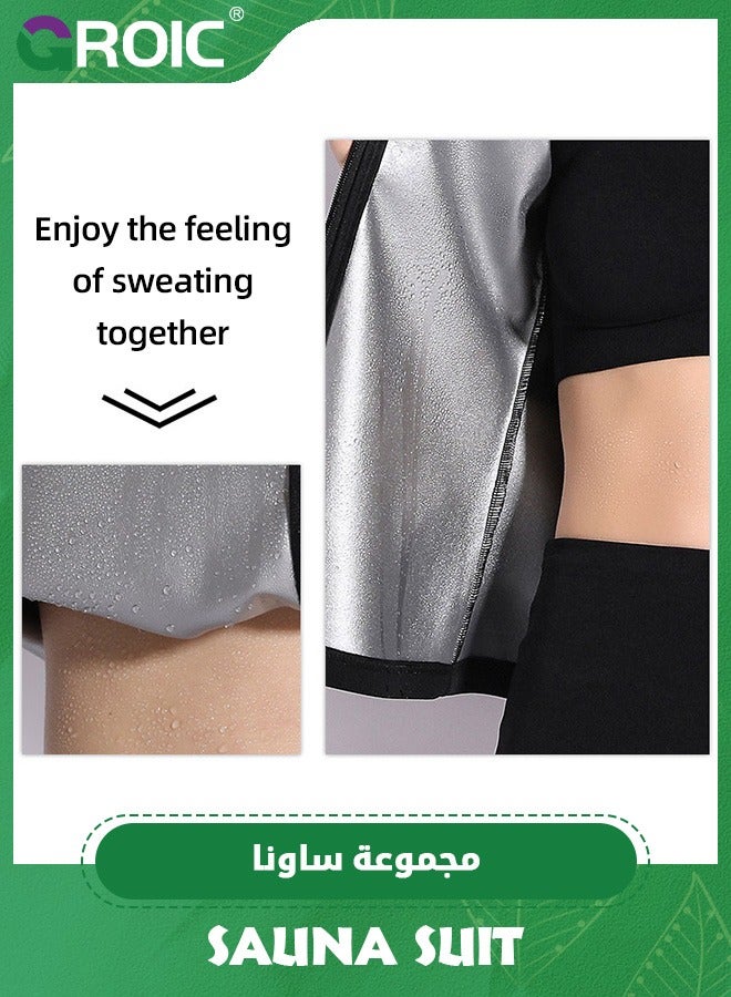 Sauna Suit Hot Sweat Body Shaper Jacket Waist Trainer Long Sleeve Zipper Shirt Workout Top,Weight Loss Machine Washable Sweat Sauna Jacket