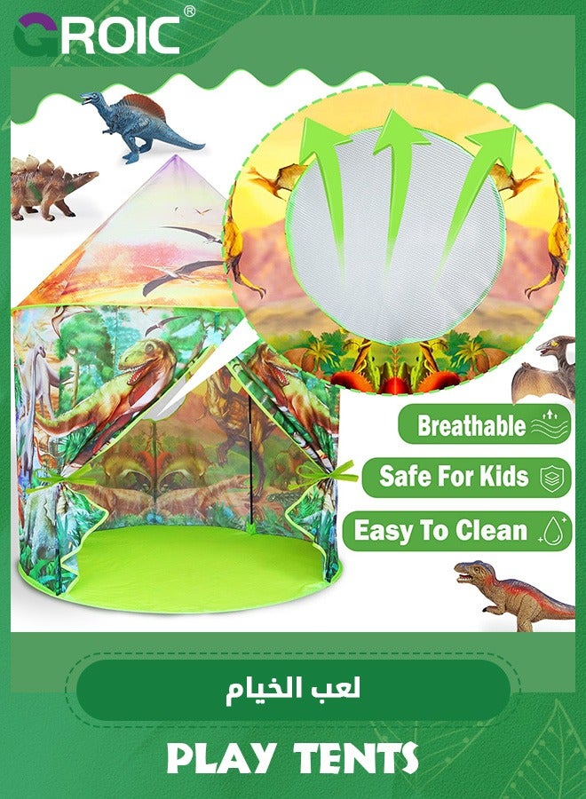 Dinosaur Play Tent for Kids, Pop Up Play Tent with Realistic Dinosaur Design, Indoor and Outdoor Playhouse Dinosaur Tent Role Play Foldable Tents Baby Playroom Toddler Tent Toys