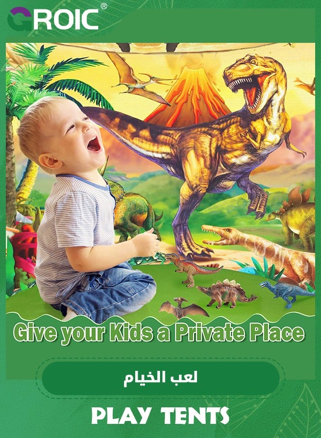 Dinosaur Play Tent for Kids, Pop Up Play Tent with Realistic Dinosaur Design, Indoor and Outdoor Playhouse Dinosaur Tent Role Play Foldable Tents Baby Playroom Toddler Tent Toys