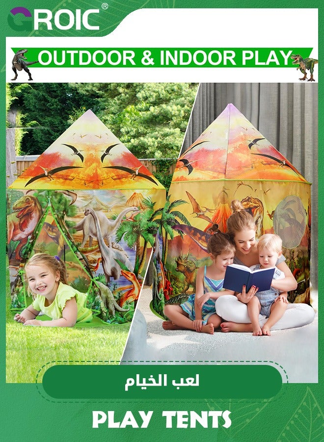 Dinosaur Play Tent for Kids, Pop Up Play Tent with Realistic Dinosaur Design, Indoor and Outdoor Playhouse Dinosaur Tent Role Play Foldable Tents Baby Playroom Toddler Tent Toys
